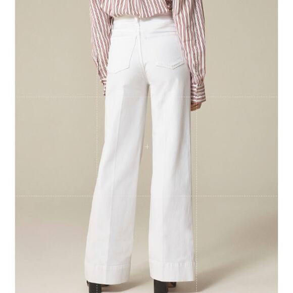 J.Crew 1996 Denim Trouser Jeans WMNS 29P White Hi-Rise Zip Fly Wide-leg Stretch - Picture 2 of 9